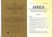 Africa: Rivista trimestrale ... Volume 65, N. 1–4. mars–décembre 2010. Table de matières.