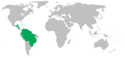 Distribución de los monos aulladores (en verde)