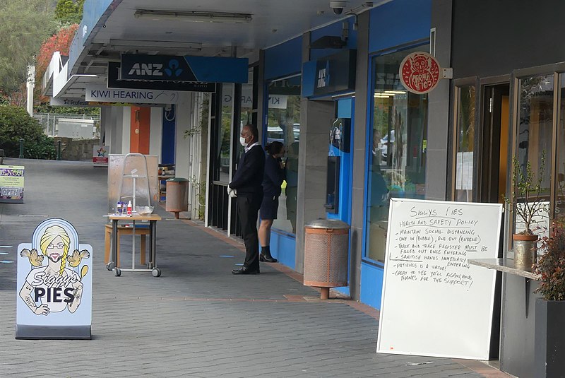 File:Bank and cafe entrances during Covid-19 'Alert Level 2'.jpg