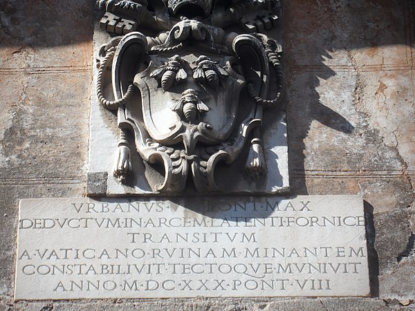 Barberini arms in Rome on a plaque commemorating Urban VIII.