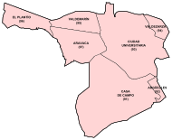 División en barrios del distrito de Moncloa-Aravaca.