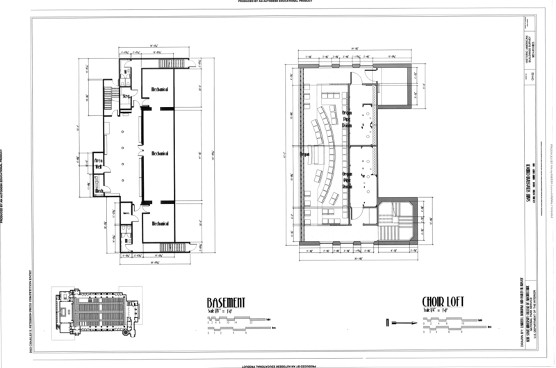 File:Basement and Choir Loft Plans - Saint Sebastian Church, 476 Mull Avenue, Akron, Summit County, OH HABS OH-52 (sheet 4 of 11).png