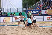 Deutsch: Beachhandball Europameisterschaften 2019 (Beach handball Euro); Tag 6: 7. Juli 2019 – Männerfinale, Dänemark-Norwegen 2:0 (25:18, 19:16) English: Beach handball Euro; Day 6: 7 July 2019 – Men's Final – Denmark-Norway 2:0 (25:18, 19:16)