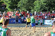 Deutsch: Beachhandball Europameisterschaften 2019 (Beach handball Euro); Tag 4: 5. Juli 2019 – Männer, Viertelfinale, Ungarn-Deutschland 2:1 (23:16, 11:23, 9:6) English: Beach handball Euro; Day 4: 5 July 2019 – Quarter Final Men – Hungary-Germany 2:1 (23:16, 11:23, 9:6)