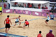 Deutsch: Beachhandball bei den Olympischen Jugendspielen 2018; Tag 5, 10. November 2018; Jungen, Hauptrunde - Thailand-Argentinien 2:1 English: Beach handball at the 2018 Summer Youth Olympics at 11 October 2018 – Boys Main Round – Thailand-Argentina 2:1