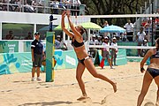 Deutsch: Beachvolleyball bei den Olympischen Jugendspielen 2018; Tag 11, 17. Oktober 2018; Mädchen, Finale – Italien (Claudia Scampoli & Nicol Bertozzi)- Russland (Maria Woronina & Maria Botscharow) 0:2 (19–21/19–21) English: Beach volleyball at the 2018 Summer Youth Olympics at 17 October 2018 – Girls Final – Italy (Claudia Scampoli & Nicol Bertozzi) - Russia (Maria Voronina & Maria Bocharova) 0:2 (19–21/19–21)