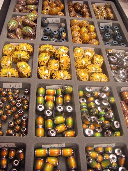 A selection of beads for sale at The Bead Museum's shop Bead Museum beads.jpg