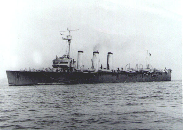 Bahia sometime after its major modernization; the addition of a funnel was a striking change to the ship's appearance