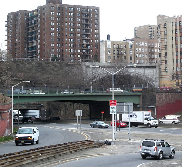 The Expressway traverses beneath Walton Avenue and Grand Concourse.