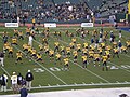 Cal doing calisthenics pregame