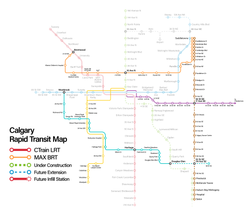 Calgary Rapid Transit Network Map, MAX BRT Highlighted.png