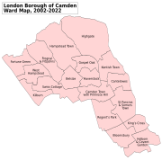 Camden London UK labelled ward map 2002