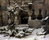 雪の中の修道院