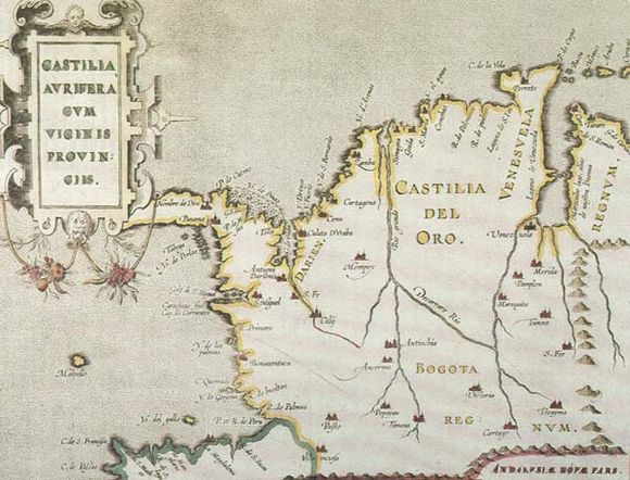 Castilla del Oro mapped in 1550 by Amerigo Vespucci