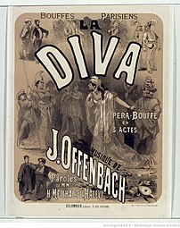 Affiche pour la création de La Diva, de Jacques Offenbach (1869).