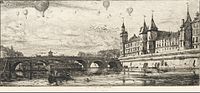 «Париж. Міст де Шанж», офорт, 1854