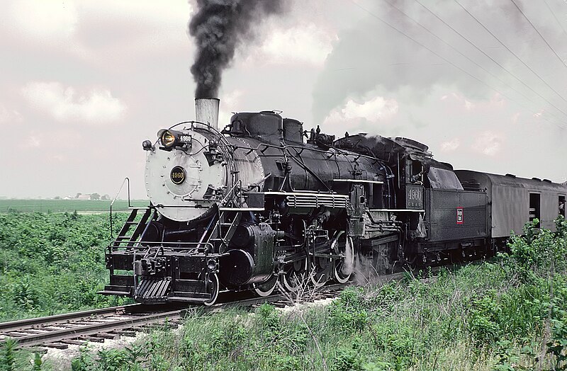 File:Chicago, Burlington & Quincy RR 4960 near Burgess Junction, Illinois on the Fox River Branch on June 10, 1962.jpg