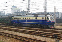 A China Railways DF11 diesel locomotive at Bengbu Railway Station