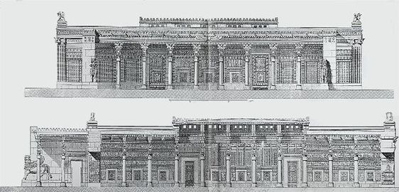 Il palazzo delle 100 colonne nella ricostruzione di Charles Chipiez (1884)