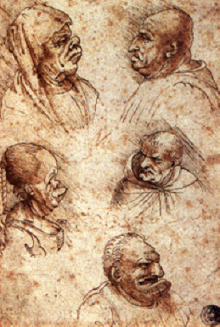 Leonardo, Cinque teste grottesche (post 1490)