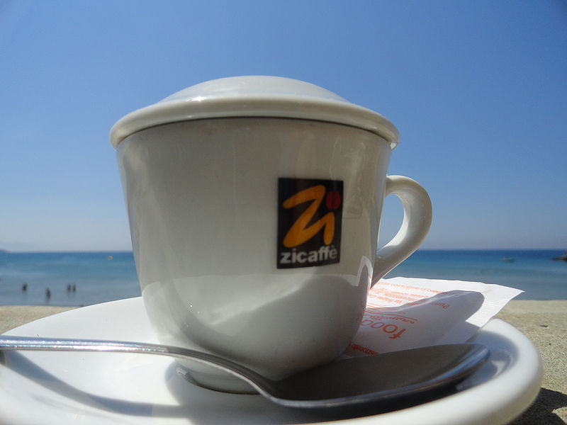 File:Coffee cup and sea background, Cefalu, Sicily, Italy (9452456524).jpg