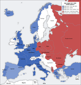 De två militärblocken i Europa med det alliansfria Sverige i mitten