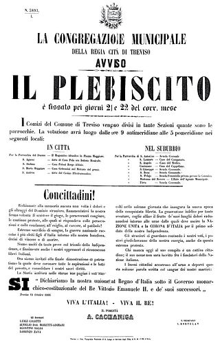 <span class="mw-page-title-main">Plebiscite of Veneto of 1866</span> Plebiscite for the annexation of Veneto to the Kingdom of Italy
