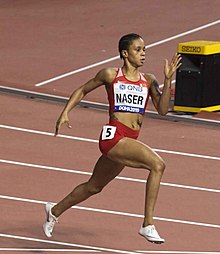 Naser en route to the third-fastest time in 400 m race history (2019 Doha)