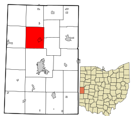 Darke County Ohio incorporated and unincorporated areas Brown Township highlighted.svg