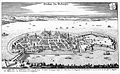 Het eiland Lindau, kopergravure uit 1643 van Caspar Merian.