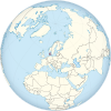 Denmark on the globe (Europe centered).svg