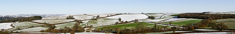 Fields in south Devon after a snowfall.