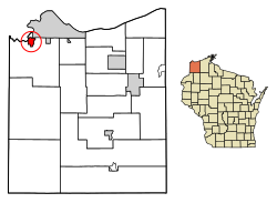 Douglas County Wisconsin Incorporated and Unincorporated areas Oliver Highlighted.svg
