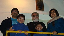 Dr. Narendra Kohli with wife Dr. Madhurima Kohli, his elder son Kartikeya, and grandsons, New Delhi (2008)