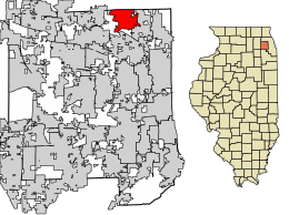 Location of Itasca in DuPage County, Illinois.