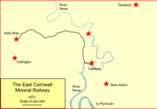 Map of the East Cornwall Mineral Railway