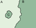 C is A's enclave and B's exclave.
