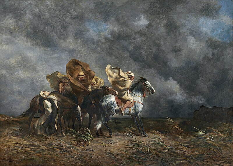 File:Eugène Fromentin - Windstorm on the Esparto Plains of the Sahara (1864) (Sotheby's) 095l1905-b9dd9.jpg