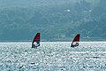 Championnat d'Europe de planche à voile RSX à Brest. Sur l'eau dimanche.