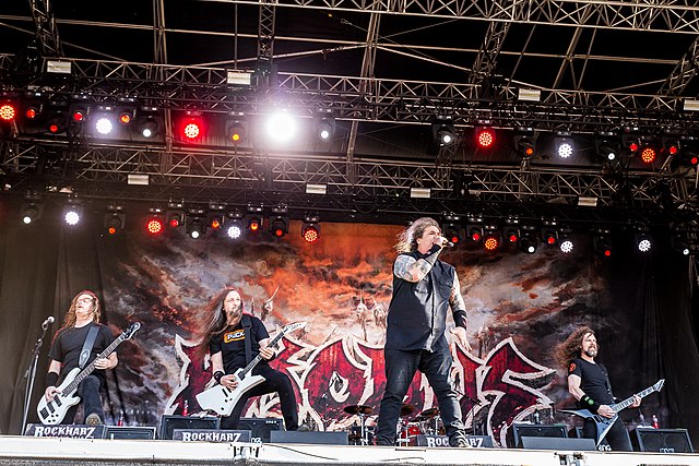Exodus performing at the Rockharz Open Air festival in 2018