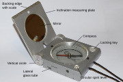 Setup of a modern geological compass after Prof. Clar (Freiberger), total view