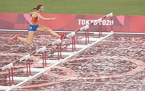 Femke Bol in the 400m hurdles semi-finals at the 2020 Olympic Games.jpg