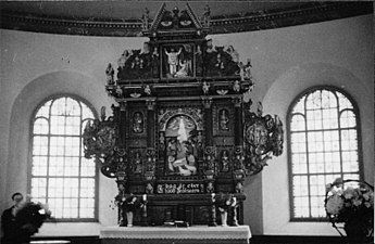 Fjärås kyrka, Fjärås-Förlanda församling i Halland, altaruppsatsen (1941).
