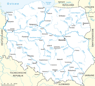 Location of the Pilica in the system of Polish rivers