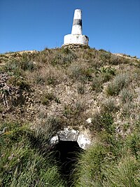 View of the entrance to the magazine of the Fort of Portela Grande. The fort is now topped by a survey marker FortPortelaGrande2.jpg