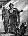 Tiyatroda aktör Thomas Cooke tarafından canlandırılan Frankenstein'ın canavarı. 1823