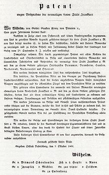 Preußisches Annexionspatent vom 3. Oktober 1866