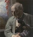 Gabriel Max – Autoportrét s opicí (1910)