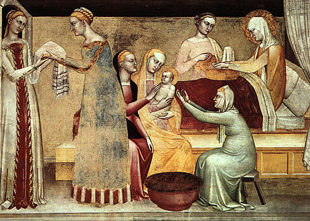 Birth of the Virgin, Rinuccini Chapel, Santa Croce, Florence GiovanniDaMilano.jpg