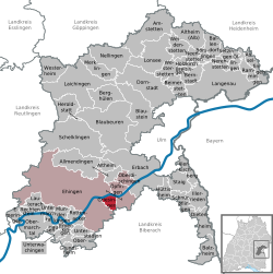 Elhelyezkedése Baden-Württemberg térképén